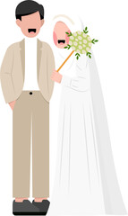 Muslim Wedding Couple Flat Illustration