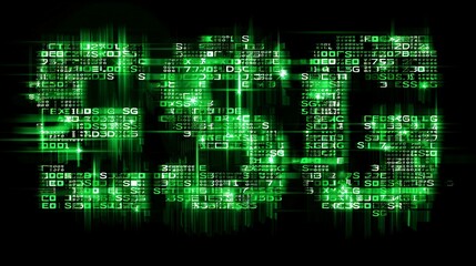 Fototapeta premium digital forest with green matrix binary code forms the letters ESG , symbolizing the concept of Environmental, Social, and Governance.