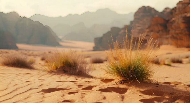Majestic Desert Mountains With Foreground Grass