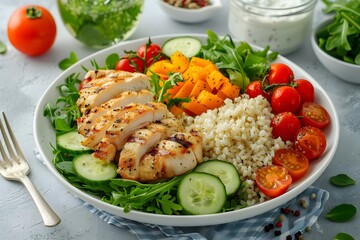 Chicken Salad with Rice and Vegetables, To provide a variety of fresh and healthy chicken dishes as options for designers looking for appetizing and