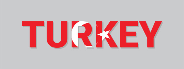 Turkey letters in turkish flag colors, vector design element