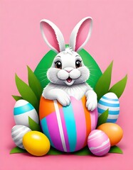 Easter bunny and easter eggs