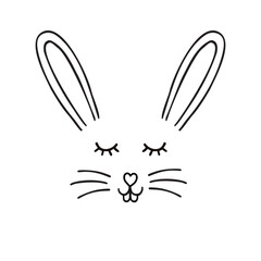 Vector hand drawn doodle sketch bunny face isolated on white background