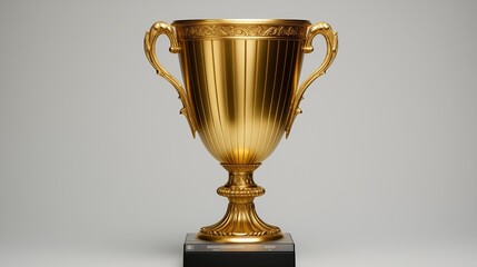 Craft an image of a gold trophy cup, elegantly isolated on either a transparent or white background 