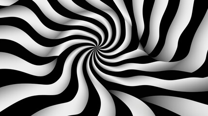 Spiraling Black and White Abstract Pattern