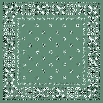 Vintage Jade Green Bandana Square Print