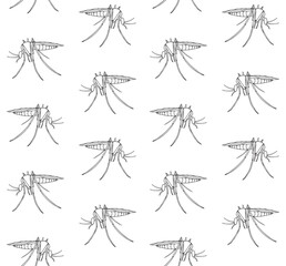 Vector seamless pattern of hand drawn doodle sketch outline mosquito isolated on white background