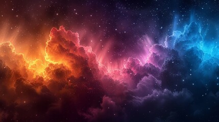 Colorful Sky With Clouds and Stars - obrazy, fototapety, plakaty