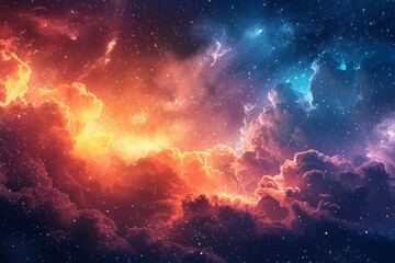 Vibrant Evening Sky With Stars and Clouds - obrazy, fototapety, plakaty