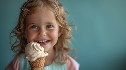 Young Girl Enjoying Ice Cream Cone