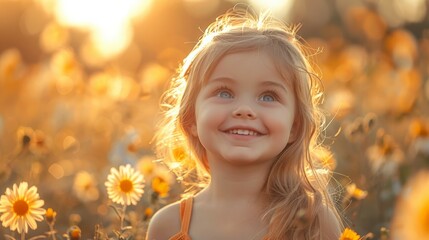 Little Girl in Sunflower Field