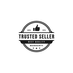 Trusted seller label or Trusted seller stamp vector isolated. Best Trusted seller label for product packaging design, banner, and more about Trusted product.