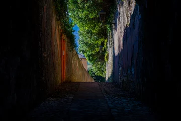 Gordijnen Cobbled Pathway to the Sky in Santa Margherita Ligure, Italy © Emad Aljumah