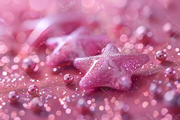 Close Up of Starfish on Pink Background - obrazy, fototapety, plakaty