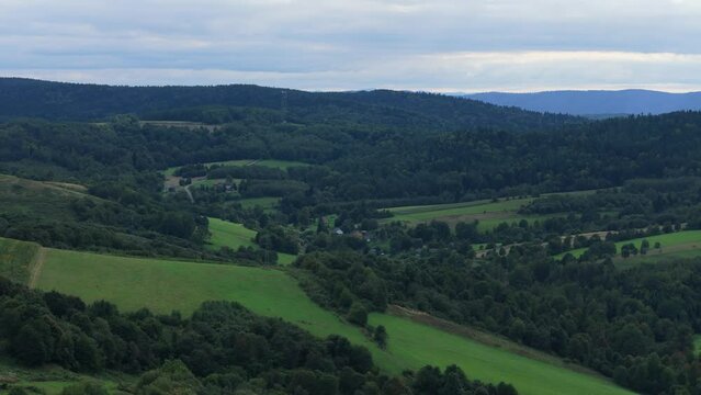 Beautiful Landscape Mountains Bieszczady Bircza Leszczawa Aerial View Poland