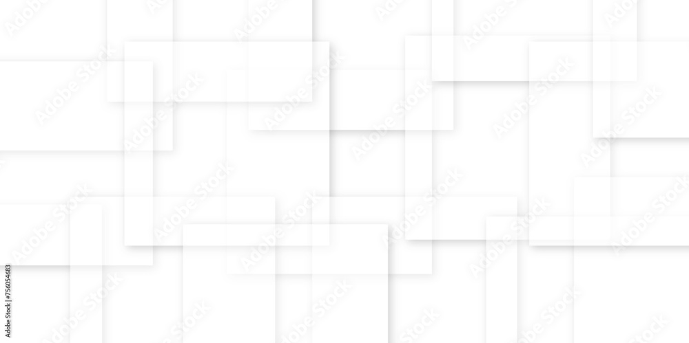 Poster Abstract geometric white vector pattern in square style. abstract background with lines white color and vector with geometric design. layered geometric triangle shapes. white paper texture.