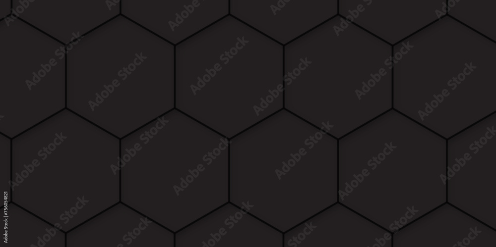 Poster abstract background with hexagon and black hexagonal background design. luxury geometric black patte
