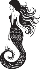 Coastal Beauty Mermaid Vector Logo Deep Sea Divinity Mermaid Emblem Design