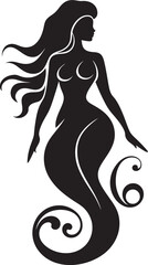 Whimsical Water Nymph Mermaid Vector Logo Wonder Tidal Temptation Vector Logo Featuring a Beautiful Mermaid