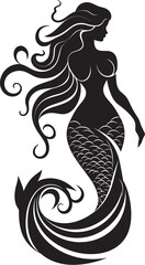 Azure Allegory Mermaid Vector Logo Extravaganza Nautical Nymphette Vector Logo in Oceanic Beauty