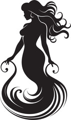 Lustrous Leviathan Mermaid Vector Logo Radiance Abyssal Amour Vector Logo Featuring a Beautiful Mermaid