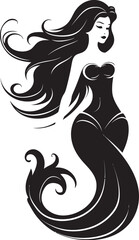 Tidal Temptress Vector Logo Featuring a Beautiful Mermaid Cerulean Crescendo Mermaid Vector Logo in Oceanic Splendor