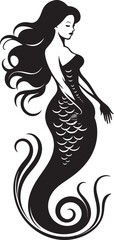 Tranquil Tides Vector Logo in Oceanic Beauty Abyssal Amour Mermaid Vector Logo Delight