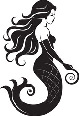 Abyssal Amour Mermaid Vector Logo Delight Cerulean Cascade Vector Logo with Enchanting Mermaid