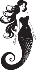 Cerulean Crescendo Mermaid Vector Logo in Oceanic Splendor Sirens Symphony Vector Mermaid Logo Elegance