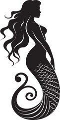 Oceanic Overture Vector Logo with a Beautiful Mermaid Azure Aphrodite Mermaid Vector Logo Symphony