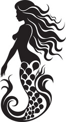 Lustrous Leviathan Vector Logo Featuring a Beautiful Mermaid Marine Melody Vector Mermaid Logo with Ephemeral Beauty