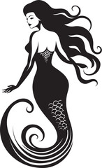 Aquatic Artistry Mermaid Vector Logo in Vector Splendor Lustrous Leviathan Vector Logo Featuring a Beautiful Mermaid