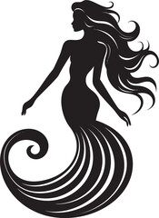 Sublime Sea Sprite Vector Logo with Beautiful Mermaid Aqua Allegory Vector Mermaid Logo in Ephemeral Splendor