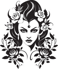 Whispering Petals Beautiful Witch Icon Floral Euphoria Witch Vector Logo Magic