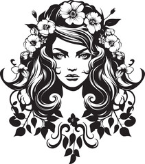 Bewitching Bloom Beautiful Witch Symbol Floral Serenity Witch Vector Emblem