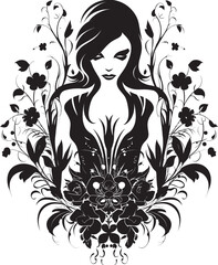 Whispering Roses Floral Witch Vector Symbol Floral Enigma Beautiful Witch Icon