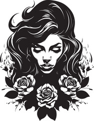 Enchanted Petals Beautiful Witch Vector Emblem Floral Conjurings Witch Vector Logo Design