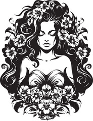 Enchanted Bloom Floral Witch Vector Logo Whimsical Garden Beautiful Witch Symbol