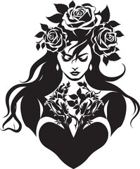 Whispering Blossoms Floral Witch Icon Enchanted Ivy Beautiful Witch Vector Logo