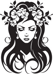 Witchcraft Whispers Beautiful Witch Vector Emblem Garden of Spells Floral Vector Logo with Witch