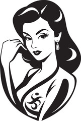 Corporate Charm Working Woman Emblem Business Babe Mascot Logo Featuring a Woman