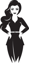 Executive Elegance Beautiful Woman Mascot Shadow Barrel Black Barrel Vector Logo Design