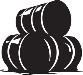 Pitch Black Prestige Elegant Barrel Emblem Design Charcoal Charm Black Barrel Vector Icon