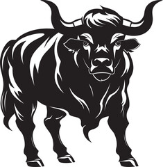 Cartoon Taurine Triumph Bull Icon Emblem Majestic Matador Full bodied Bull Vector Symbol
