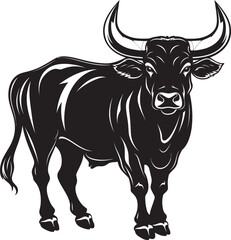 Playful Ponder Cartoon Full Body Bull Icon Bullish Buddy Full bodied Bull Vector Emblem