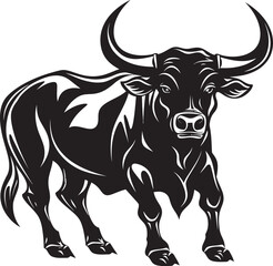 Cheerful Charge Full Body Vector Design Bubbly Bull Buddy Bull Icon Emblem