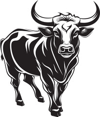 Bullish Buddy Bull Icon Emblem Cartoon Charge Full Body Vector Symbol
