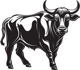 Playful Ponder Full bodied Bull Vector Icon Bullish Buddy Cartoon Bull Emblem