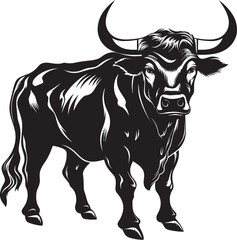 Dynamic Doodle Cartoon Bull Vector Symbol Bullish Buddy Full bodied Bull Logo