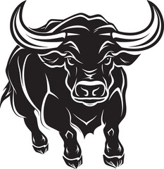 Cartoon Charge Bull Icon Emblem Whimsical Wanderer Cartoon Full Body Vector Design